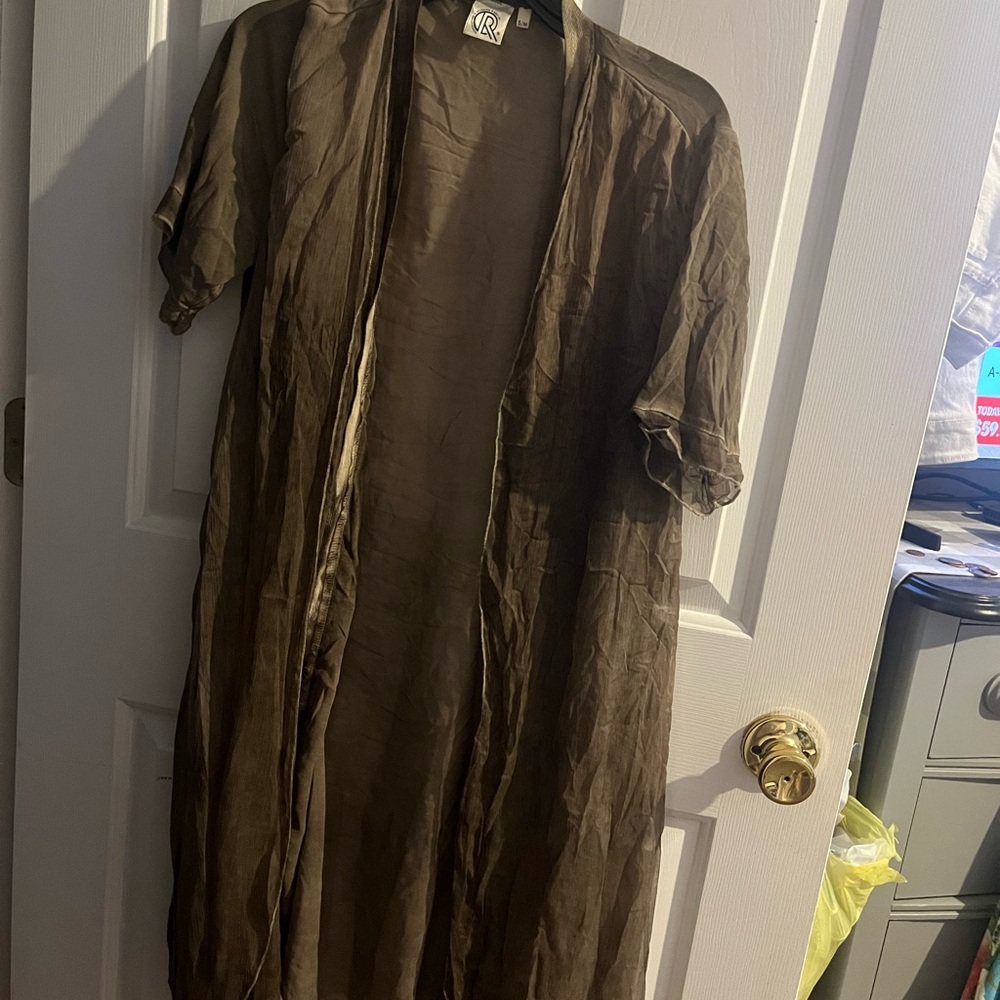 Brown Sheer Open-Front Cardigan